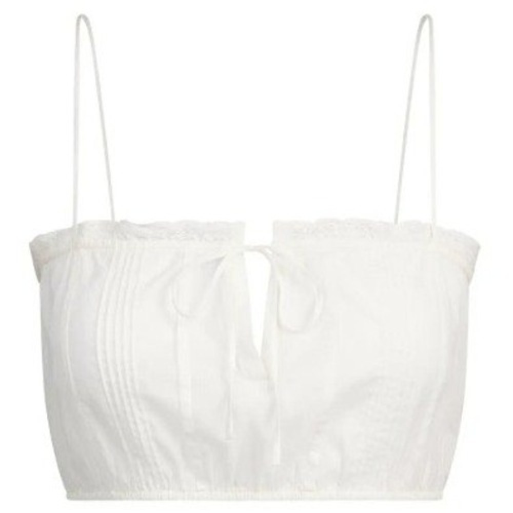 Skims Voile Super Cropped Cami SL-CAM-9438W Marble White Lace Trim XL